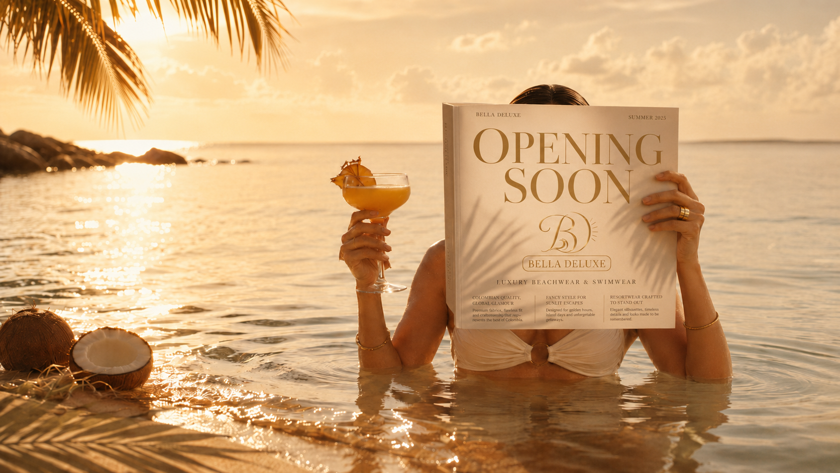 Campaña Bella Deluxe — atardecer en la costa de Costa Rica
